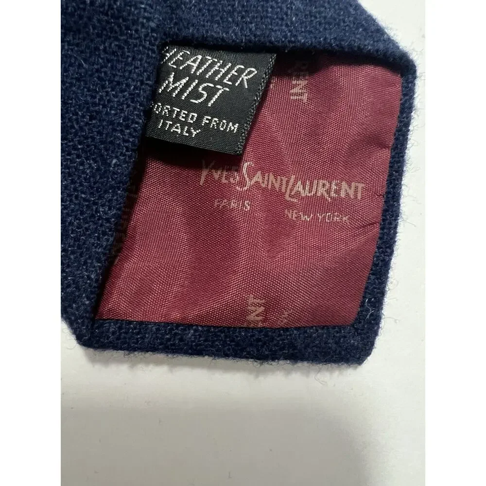 Yves Saint Laurent YSL Blue Neck Tie Wool Blend Made In Italy Mens Vintage